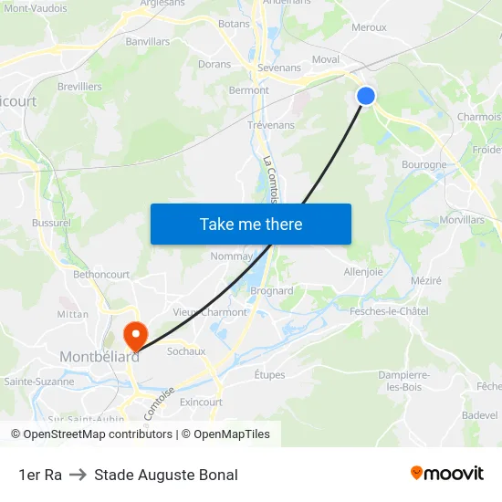 1er Ra to Stade Auguste Bonal map