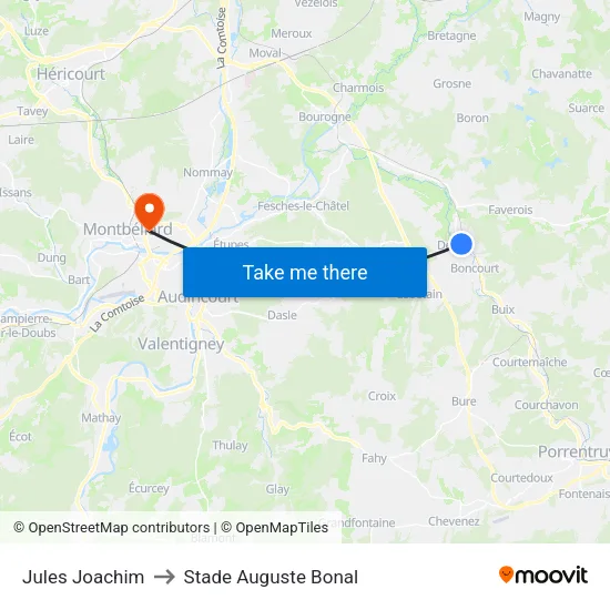 Jules Joachim to Stade Auguste Bonal map