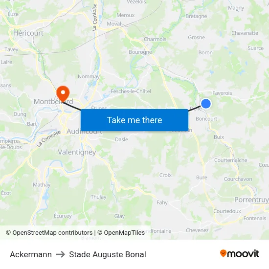 Ackermann to Stade Auguste Bonal map