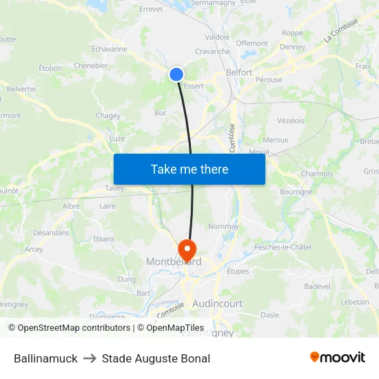 Ballinamuck to Stade Auguste Bonal map