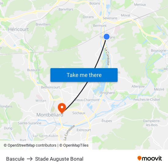 Bascule to Stade Auguste Bonal map