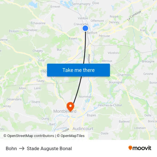 Bohn to Stade Auguste Bonal map