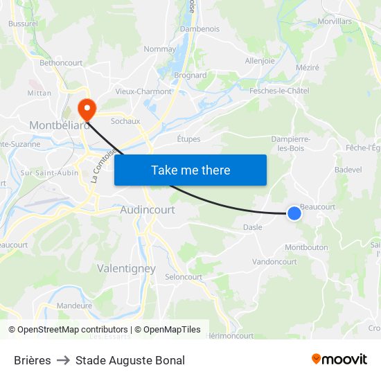 Brières to Stade Auguste Bonal map