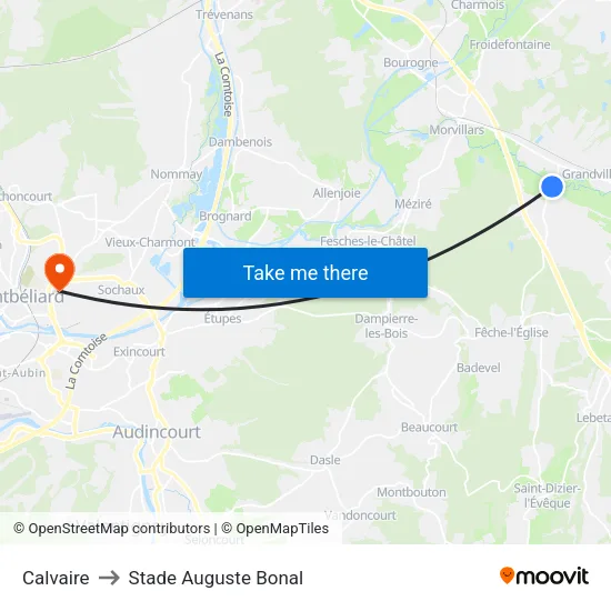 Calvaire to Stade Auguste Bonal map