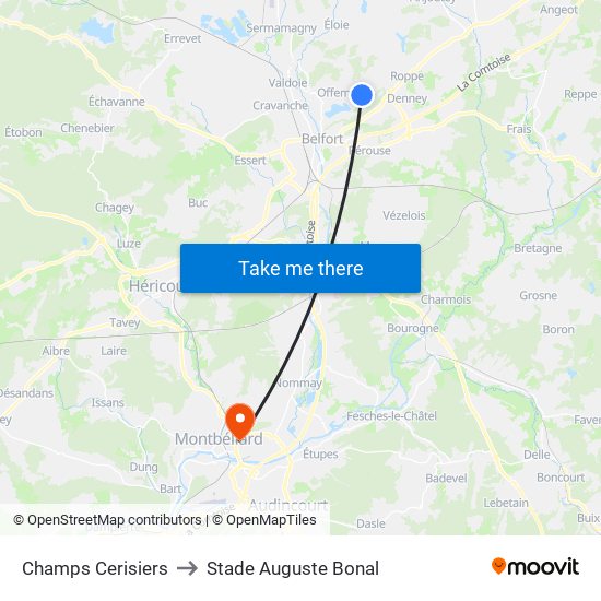 Champs Cerisiers to Stade Auguste Bonal map