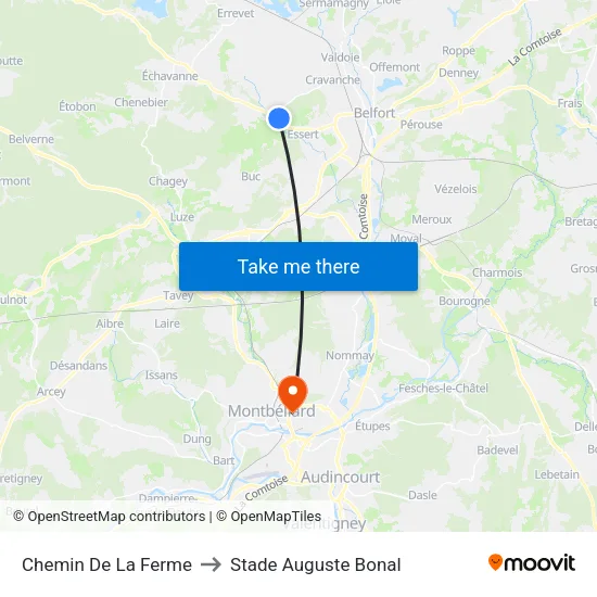 Chemin De La Ferme to Stade Auguste Bonal map