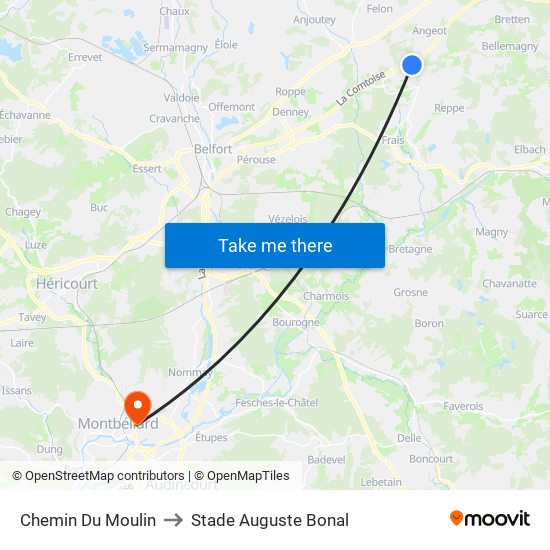 Chemin Du Moulin to Stade Auguste Bonal map