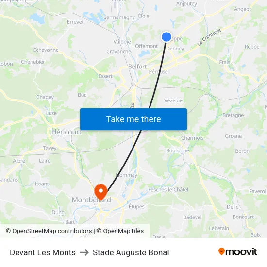 Devant Les Monts to Stade Auguste Bonal map