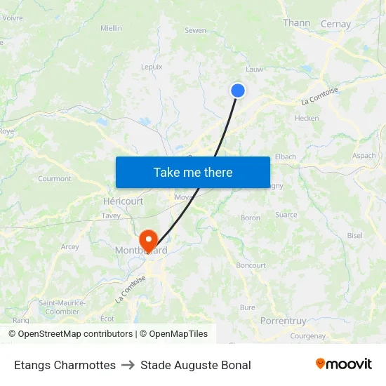 Etangs Charmottes to Stade Auguste Bonal map