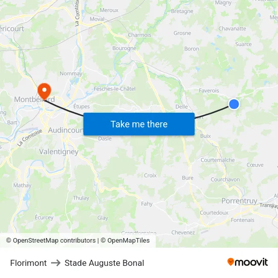 Florimont to Stade Auguste Bonal map