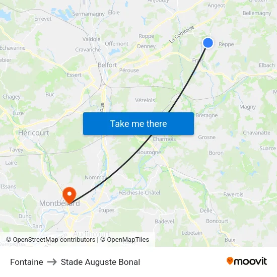 Fontaine to Stade Auguste Bonal map