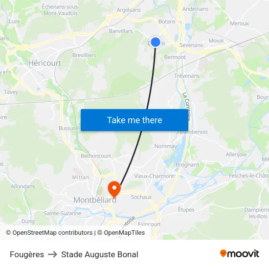 Fougères to Stade Auguste Bonal map