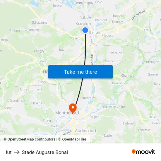 Iut to Stade Auguste Bonal map