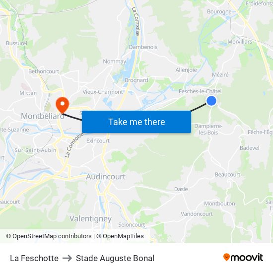 La Feschotte to Stade Auguste Bonal map