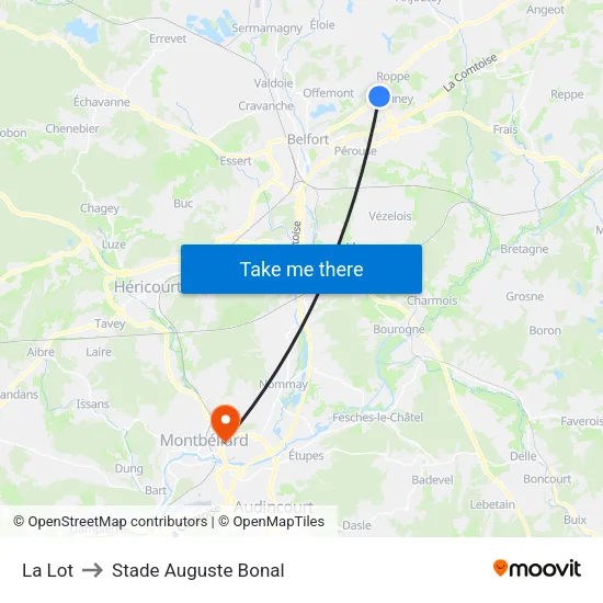 La Lot to Stade Auguste Bonal map