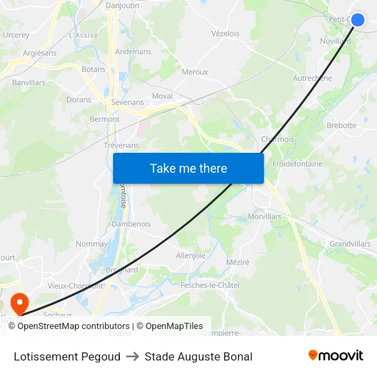 Lotissement Pegoud to Stade Auguste Bonal map