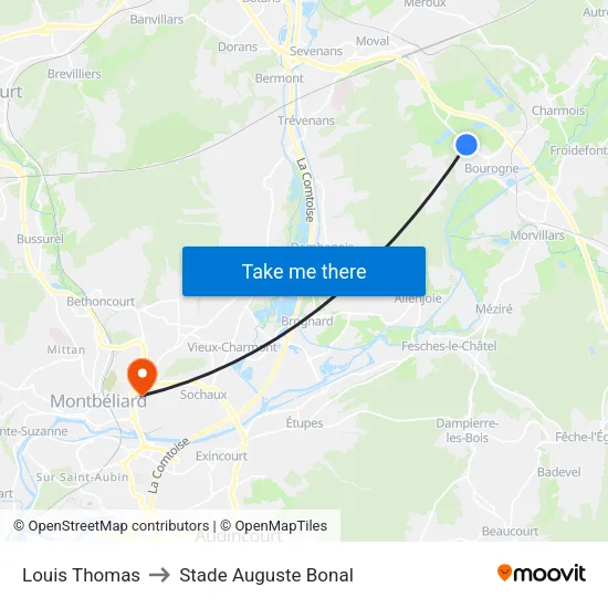 Louis Thomas to Stade Auguste Bonal map