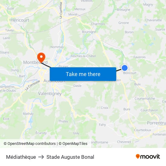 Médiathèque to Stade Auguste Bonal map