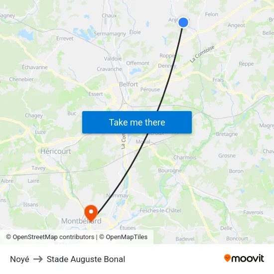 Noyé to Stade Auguste Bonal map