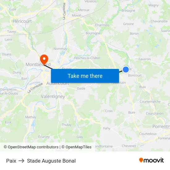 Paix to Stade Auguste Bonal map