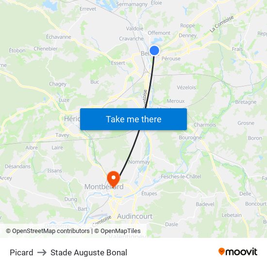 Picard to Stade Auguste Bonal map