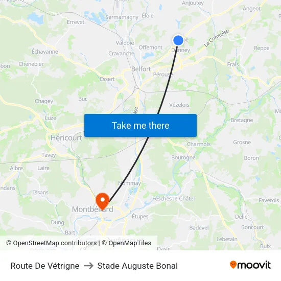 Route De Vétrigne to Stade Auguste Bonal map