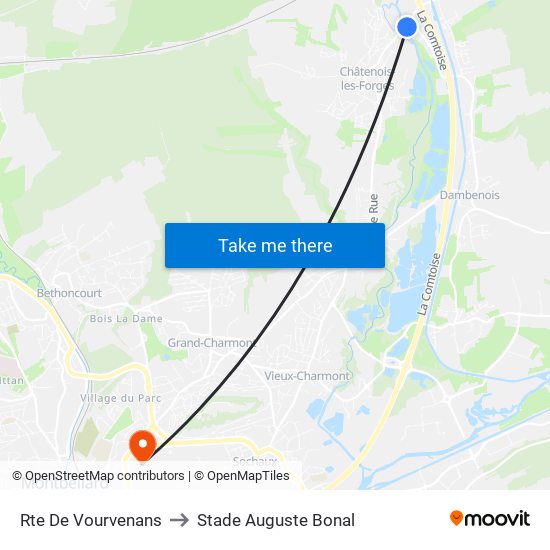 Rte De Vourvenans to Stade Auguste Bonal map