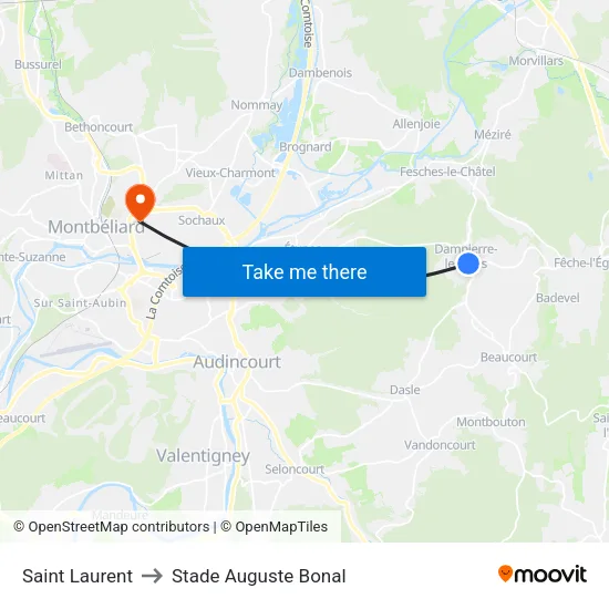 Saint Laurent to Stade Auguste Bonal map
