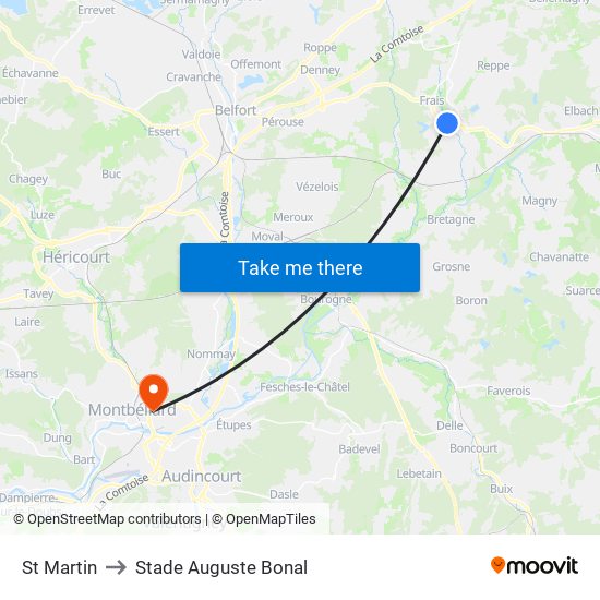 St Martin to Stade Auguste Bonal map