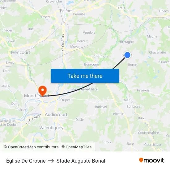 Église De Grosne to Stade Auguste Bonal map