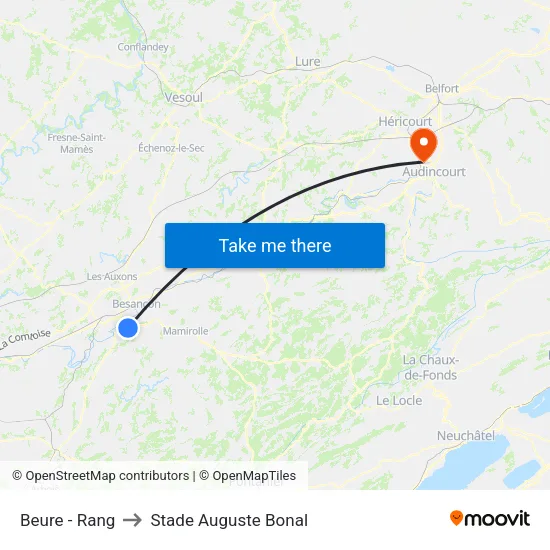 Beure - Rang to Stade Auguste Bonal map