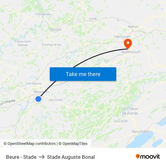 Beure - Stade to Stade Auguste Bonal map