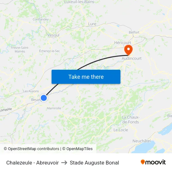 Chalezeule - Abreuvoir to Stade Auguste Bonal map