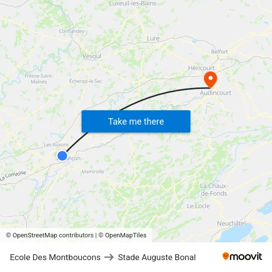 Ecole Des Montboucons to Stade Auguste Bonal map