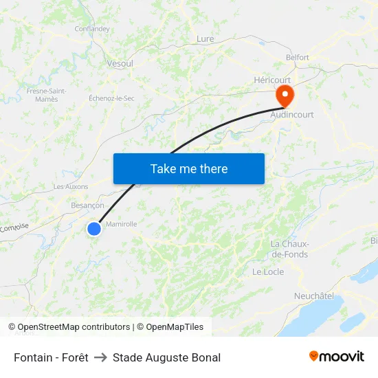 Fontain - Forêt to Stade Auguste Bonal map