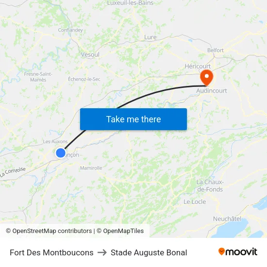 Fort Des Montboucons to Stade Auguste Bonal map