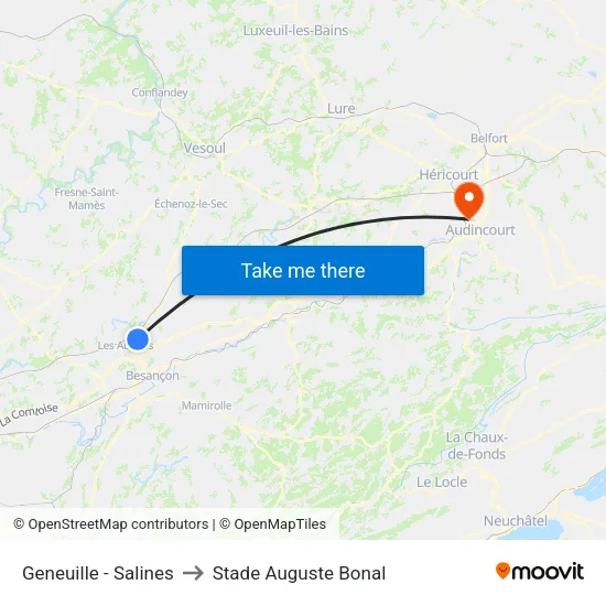 Geneuille - Salines to Stade Auguste Bonal map