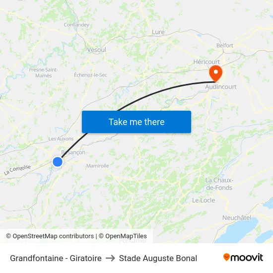 Grandfontaine - Giratoire to Stade Auguste Bonal map