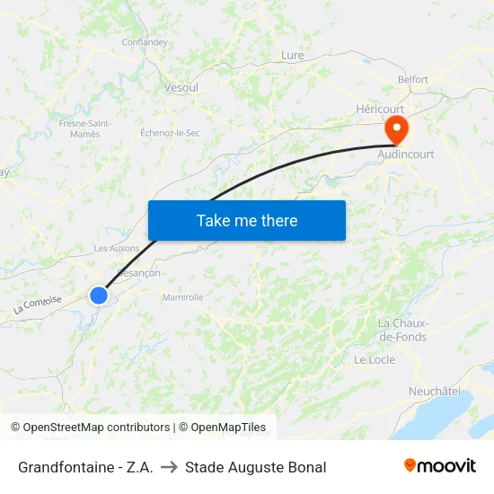 Grandfontaine - Z.A. to Stade Auguste Bonal map