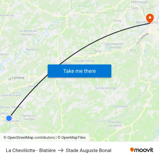 La Chevillotte - Blatière to Stade Auguste Bonal map
