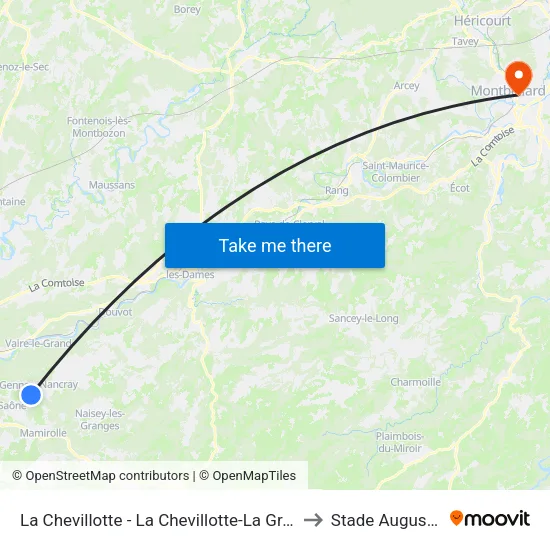 La Chevillotte - La Chevillotte-La Grange Du Bosquet to Stade Auguste Bonal map