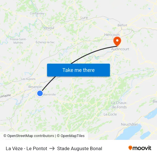 La Vèze - Le Pontot to Stade Auguste Bonal map