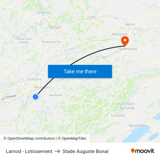 Larnod - Lotissement to Stade Auguste Bonal map