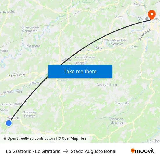 Le Gratteris - Le Gratteris to Stade Auguste Bonal map