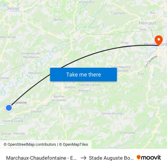 Marchaux-Chaudefontaine - Ecole to Stade Auguste Bonal map