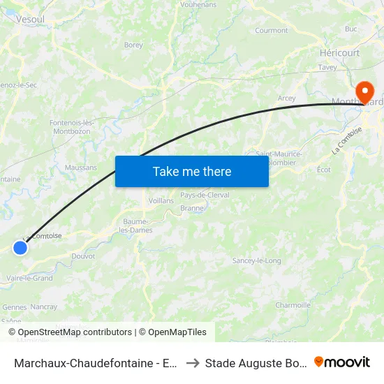 Marchaux-Chaudefontaine - Ecole to Stade Auguste Bonal map