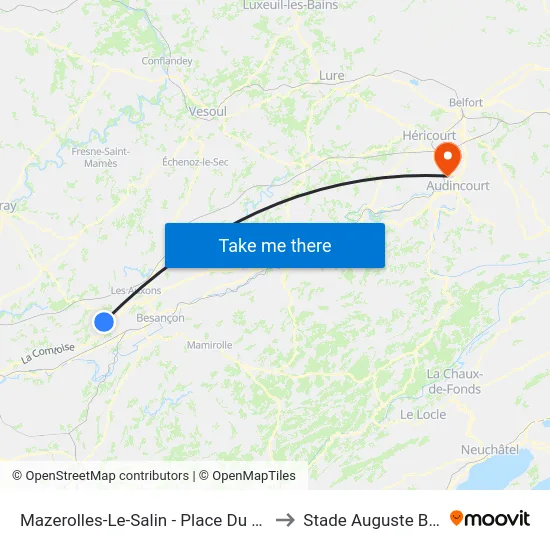 Mazerolles-Le-Salin - Place Du Village to Stade Auguste Bonal map