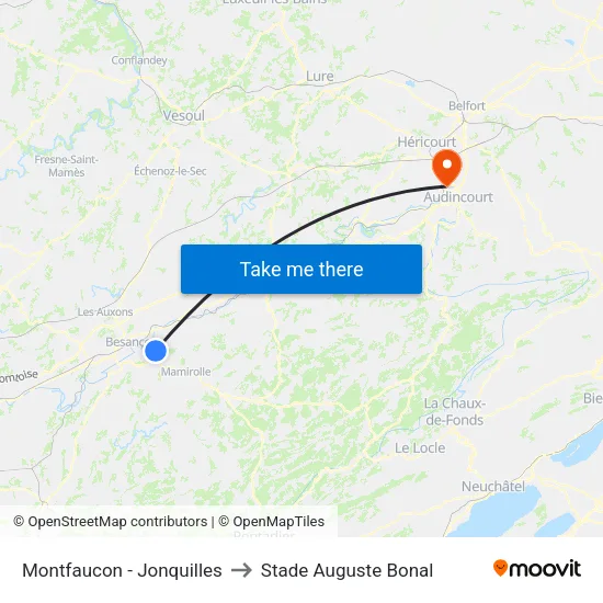 Montfaucon - Jonquilles to Stade Auguste Bonal map