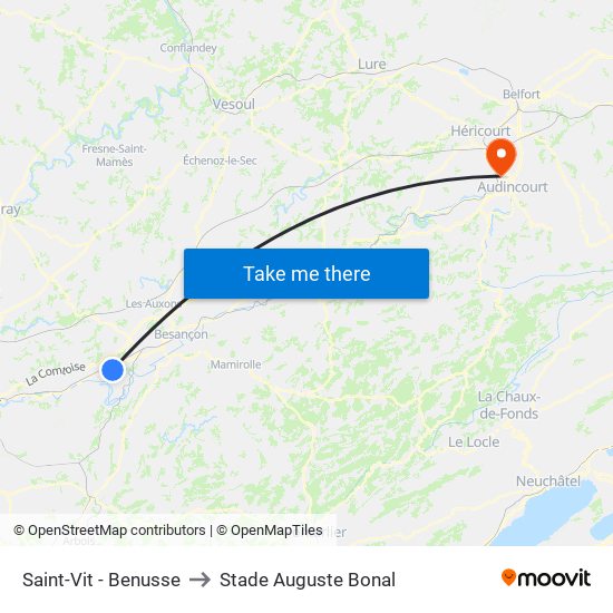 Saint-Vit - Benusse to Stade Auguste Bonal map
