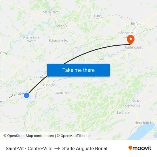 Saint-Vit - Centre-Ville to Stade Auguste Bonal map